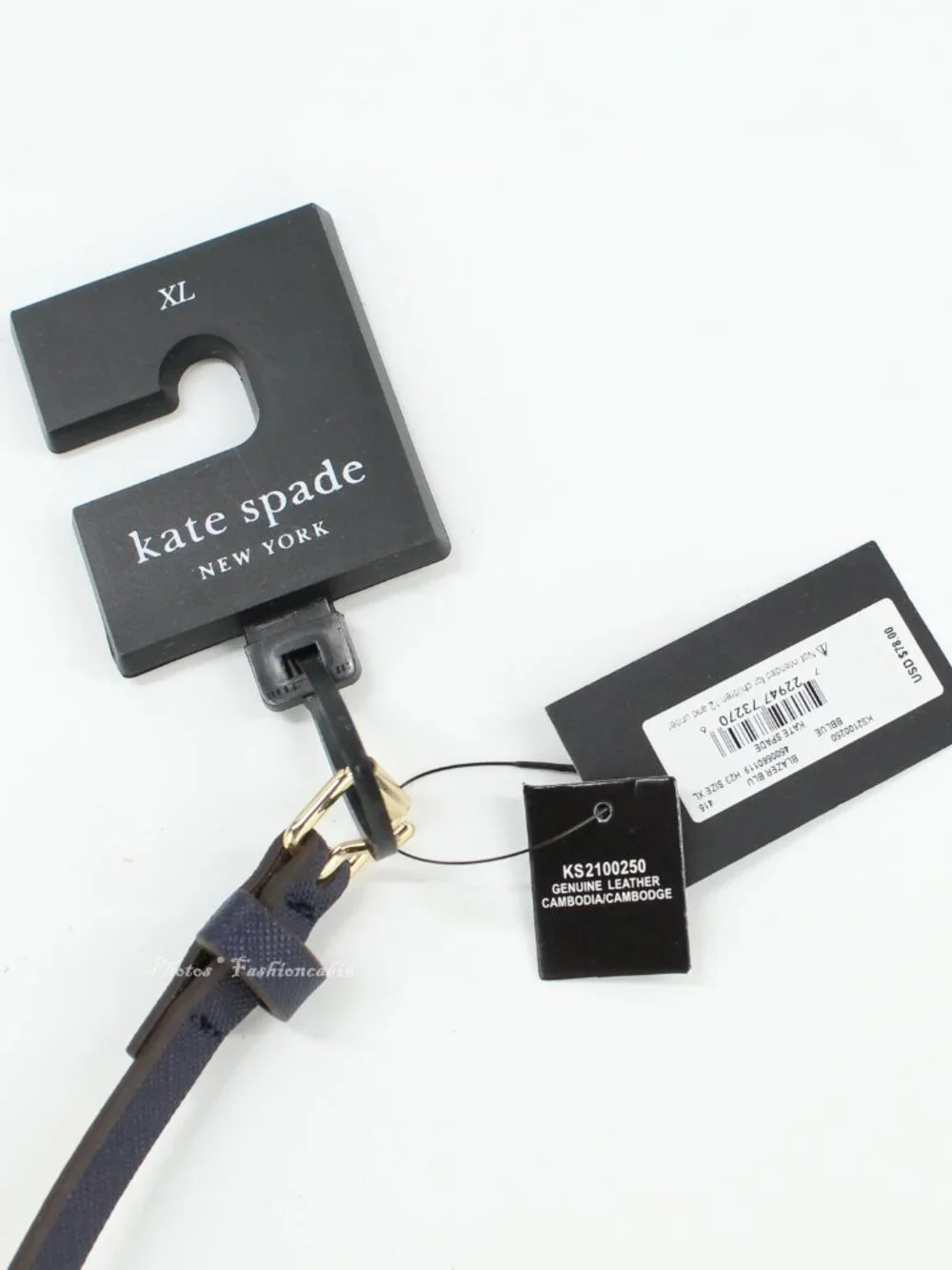 NEW Kate Spade 8mm Goldtone Tips Logo Spade Skinny Bow Belt, Blazer Blue